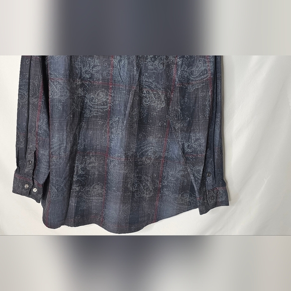 Panhandle Rough Stock Slim XL Blue Paisley Pearl Snap Buttons Western Buttondown - Picture 6 of 9